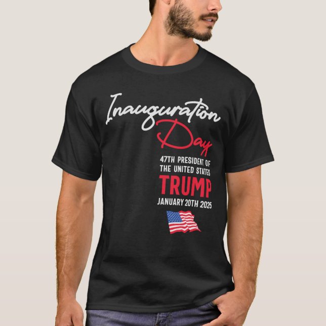 T-shirt Jour de l'investiture Trump American Flag (Devant)