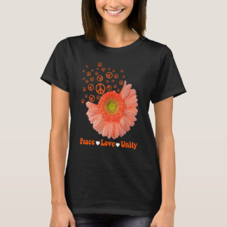 T-shirt Jour de l'Unité Orange Daisy Paix Amour Unité anti