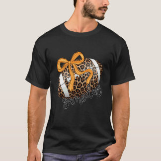 T-shirt Jour de match d'automne Léopard Football Coquette 