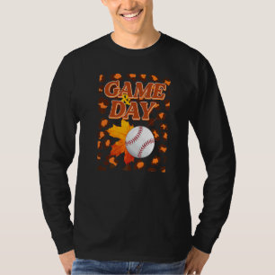 T-shirt Jour de match Léopard Feuilles d'automne Baseball 
