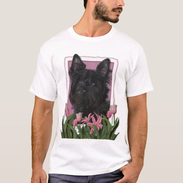 T-shirt Jour de mères - tulipes roses - cairn Terrier - (Devant)