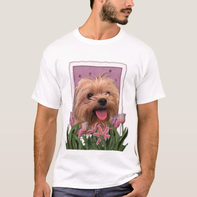 T-shirt Jour de mères - tulipes roses - Morkie - de (Devant)