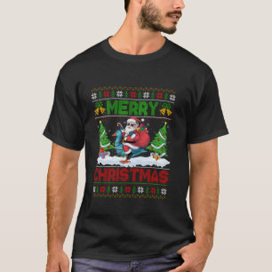 T-shirt Jour de Noël Arbre Lumière Père Noël laid Riding C