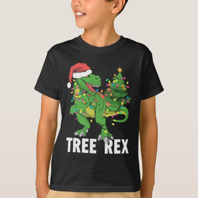 T-shirt Jour de Noël Dinosaure Arbre Rex Xmas Trex Pajamas (Devant)