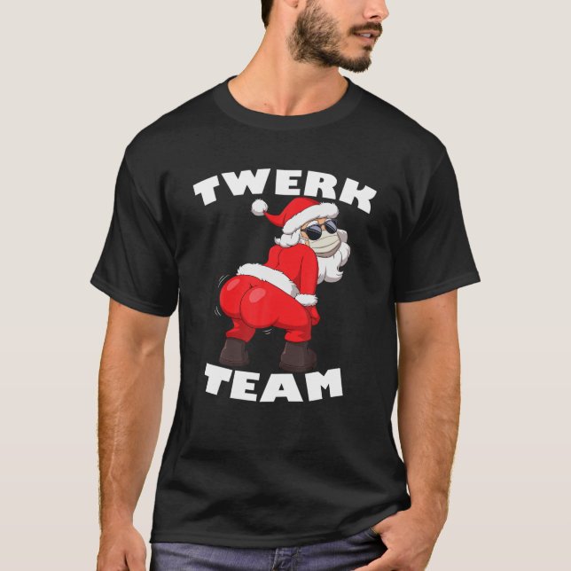 T-shirt Jour de Noël du Père Noël en Masque Twerk (Devant)