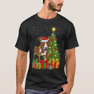 T-shirt Jour de Noël Lumières Père Noël Rat Terrier Chien 