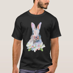 T-shirt Jour de Pâques Jolie Lapin Lapin Léopard Fleurs Fi