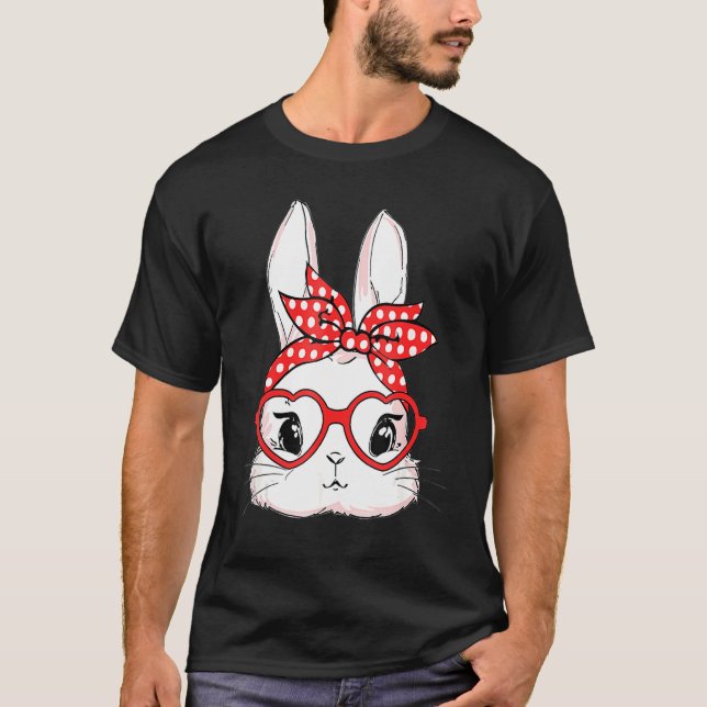 T-shirt Jour de Pâques Léopard Lunettes de lapin Oeufs Jol (Devant)
