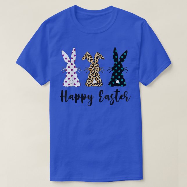 T-shirt Jour de Pâques Leopard Trois Lapins Lapin Joyeux J (Design devant)