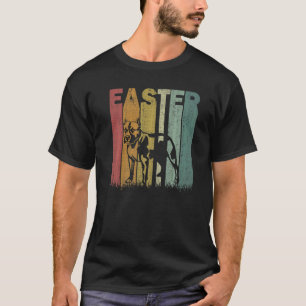 T-shirt Jour de Pâques Pitbull Chien Rétro Graphique Drôle