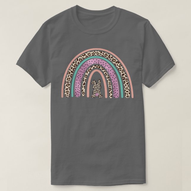 T-shirt Jour de Pâques Rainbow Leopard Bunny Egg Chasse Fe (Design devant)