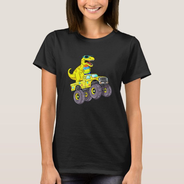 T-shirt Jour De Pâques Rex Dino Monter Un Monster Truck Bo (Devant)