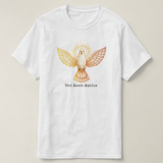 T-shirt Jour de Pentecôte Feu Ailes Oiseau Or Flamme Esthé