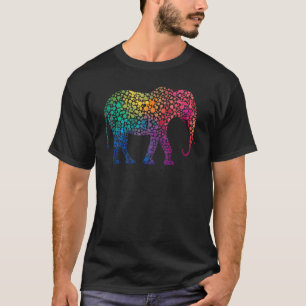 T-shirt Jour de point arc-en-ciel coloré Polka Dot Elephan