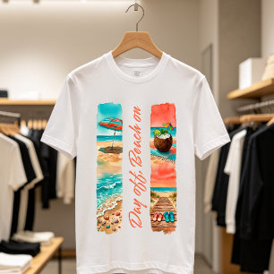 T-shirt Jour de repos, plage en vacances à l'aquarelle tro