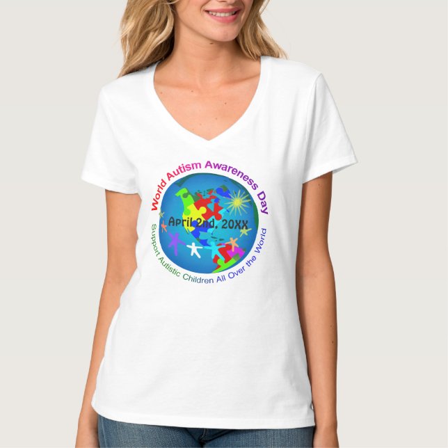 T-shirt Jour de sensibilisation sur l'autisme du monde (Devant)