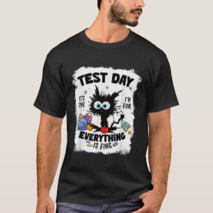 T-shirt Jour de test Funny Stress Cat Enseignant Enfants T