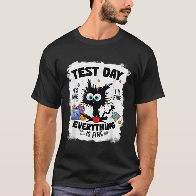T-shirt Jour de test Funny Stress Cat Enseignant Enfants T (Devant)