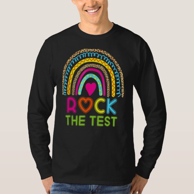 T-shirt Jour de test pour les enseignants Leopard Rainbow (Devant)