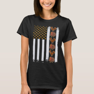T-shirt Jour de Thanksgiving Noël Dinde Drapeau Américain