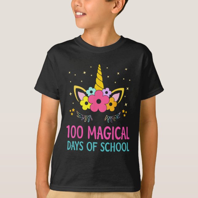 T-shirt Jour D'Enfance Pour Les Filles 100 Jours Magiques  (Devant)