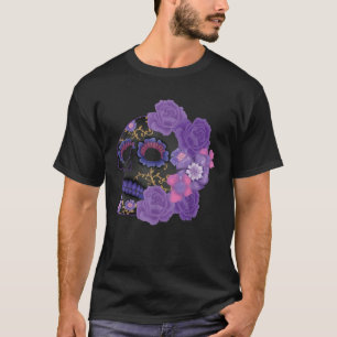 T-shirt Jour des âmes Muertos Jour de la mort Purple Flora