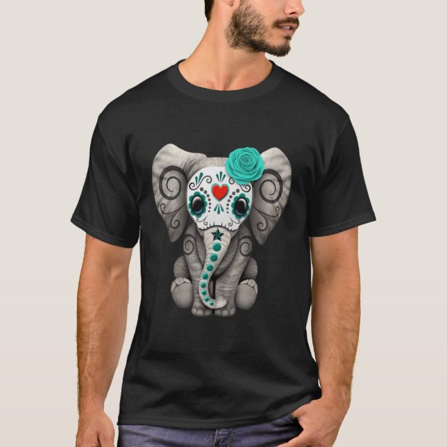 T-shirt Jour Des Eléphants Du Crâne Sucrier De L'Halloween (Devant)