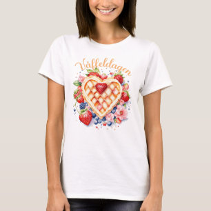 T-shirt Jour des gaufres d'aquarelle, Våffeldagen
