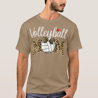 T-shirt Jour des mères de maman de volleyball Leopard Funn