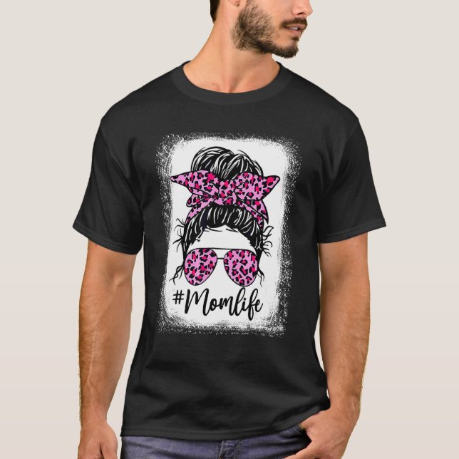 T-shirt Jour des Mères Léopard Rose Bleu (Devant)