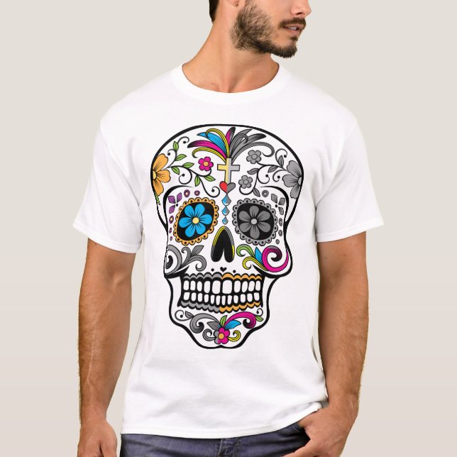 T-shirt Jour des morts - Día De Los Muertos - Crâne à sucr (Devant)