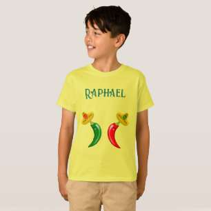 T-shirt Jour des Morts Mexicains Chilis Nom personnalisé