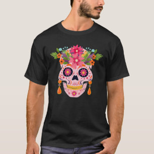T-shirt Jour des Morts Mexique, Crâne à sucre femme Cute H