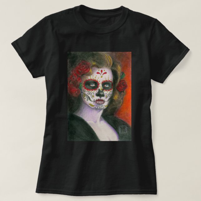 T-shirt Jour des morts-Rose (Design devant)