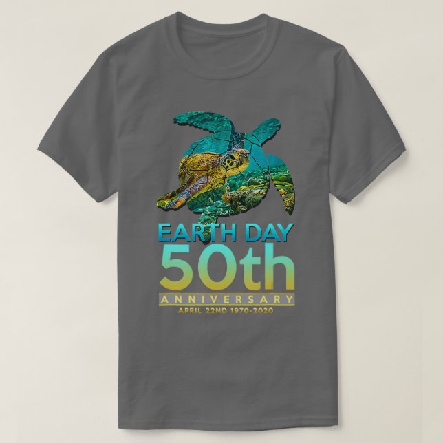 T-shirt Jour des terres 50e anniversaire Tortue de mer 1 (Design devant)