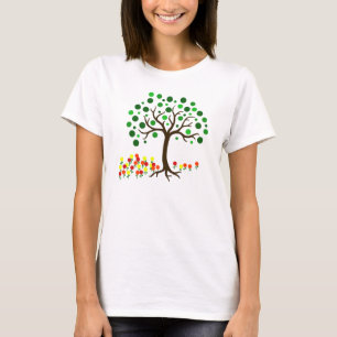 T-shirt Jour des terres Arbre quotidien et Fleurs de print