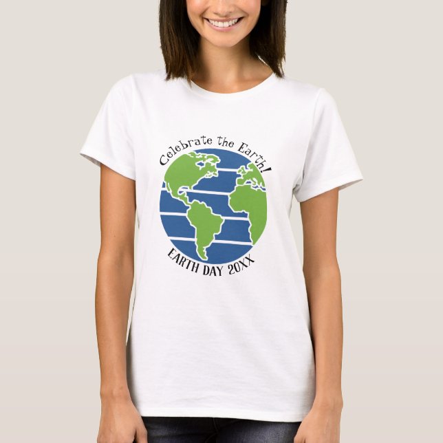 T-shirt Jour des terres Blue Green Globe Carte Planète (Devant)