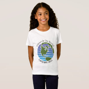 T-Shirt Jour des terres Blue Green Globe Carte Planète