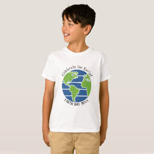 T-shirt Jour des terres Blue Green Globe Carte Planète