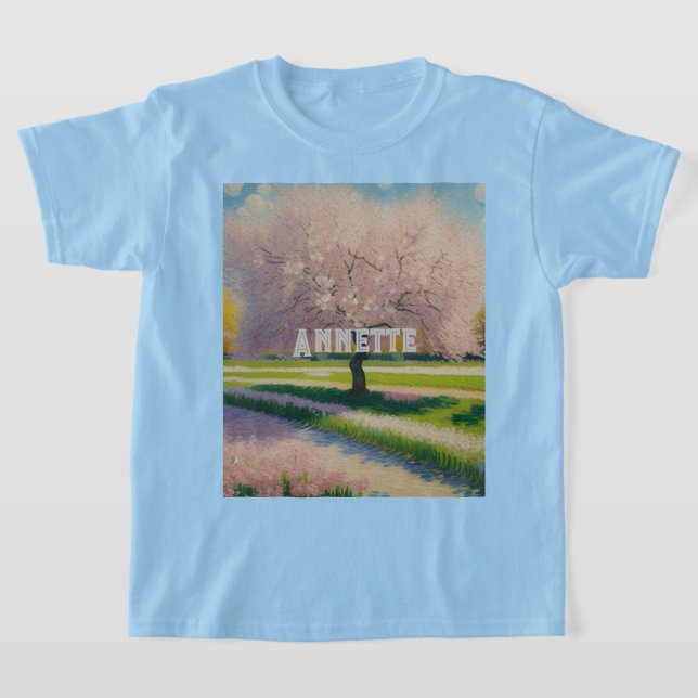 T-shirt Jour des terres d'art AI personnalisé Fleurs roses (Poser)