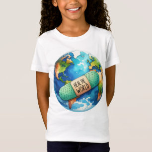 T-Shirt Jour des terres Heal Le Monde Globe Bleu Vert