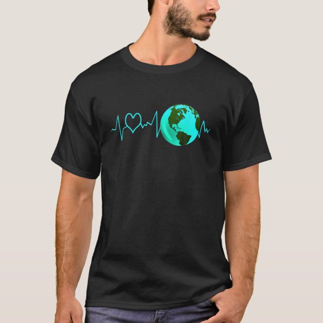 T-shirt Jour des terres Heartbeat Recycling Climate Change (Devant)