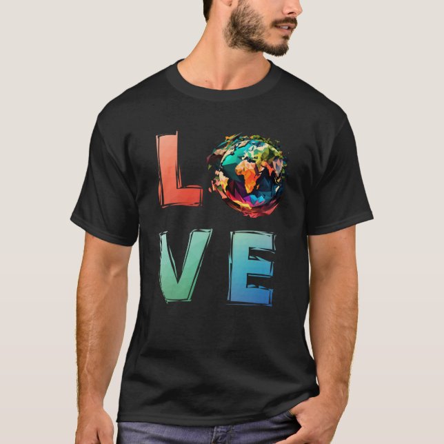 T-shirt Jour des terres LOVE pour la protection de la Terr (Devant)