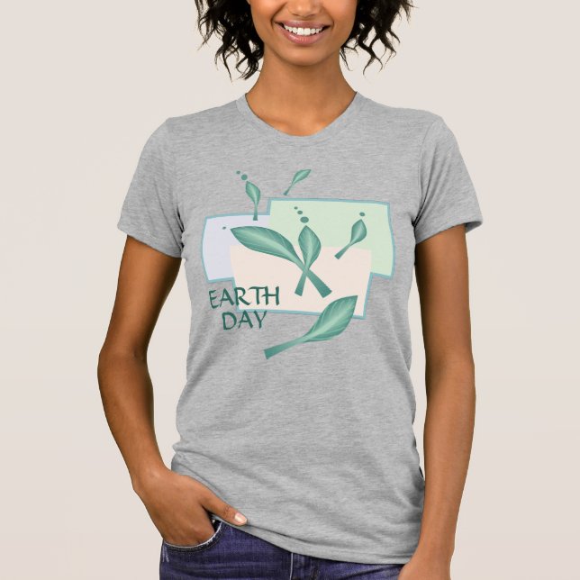 T-shirt Jour des terres Pastel Eco Feuilles Imaginaire ver (Devant)