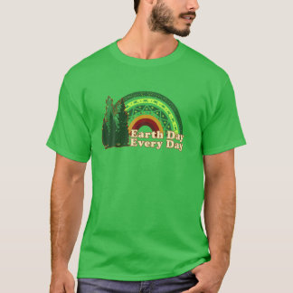 T-shirt Jour des terres quotidien Rainbow Pine Tree Design