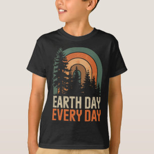 T-shirt Jour des terres tous les jours Retro Forest Rainbo