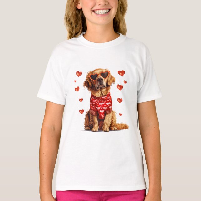T-shirt Jour des Valentines Chien d'or (Devant)