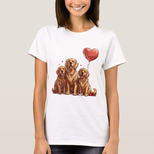 T-shirt Jour des Valentines Chien d'or (Devant)