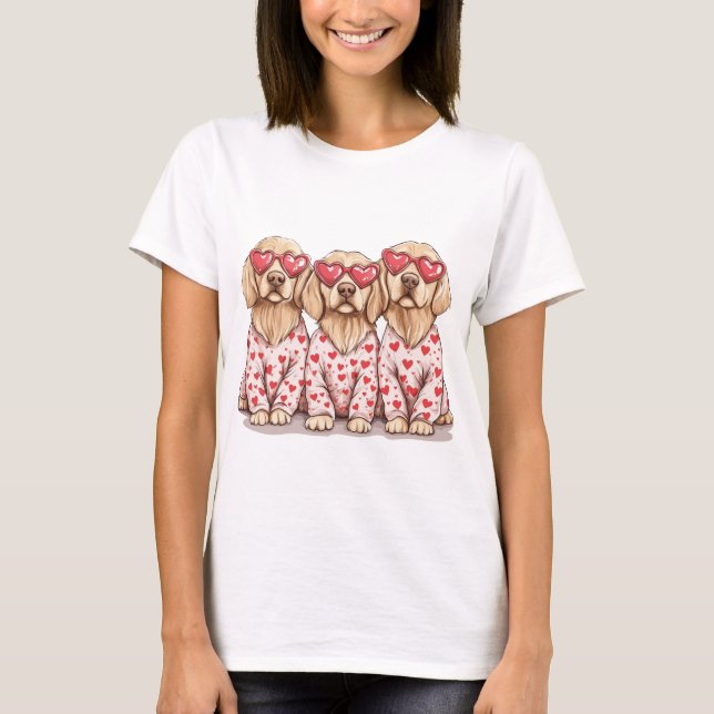 T-shirt Jour des Valentines Chiens d'or (Devant)