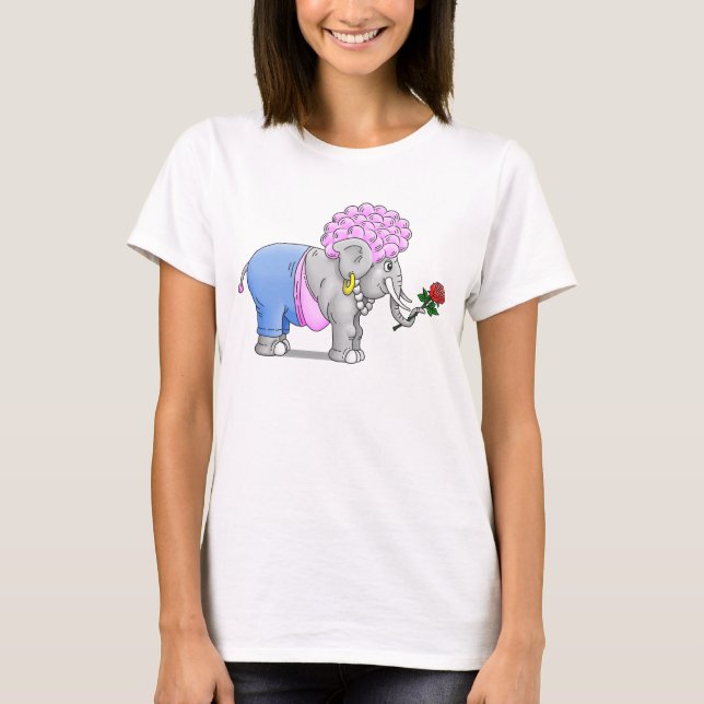 T-shirt Jour des Valentines des éléphants romantiques (Devant)